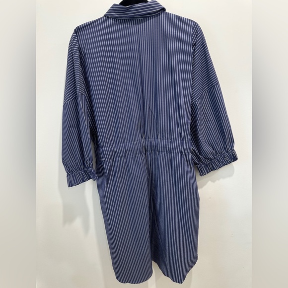 Zara Striped Blue Button-Up Dress size XXL puff sleeve tunic - Picture 8 of 16